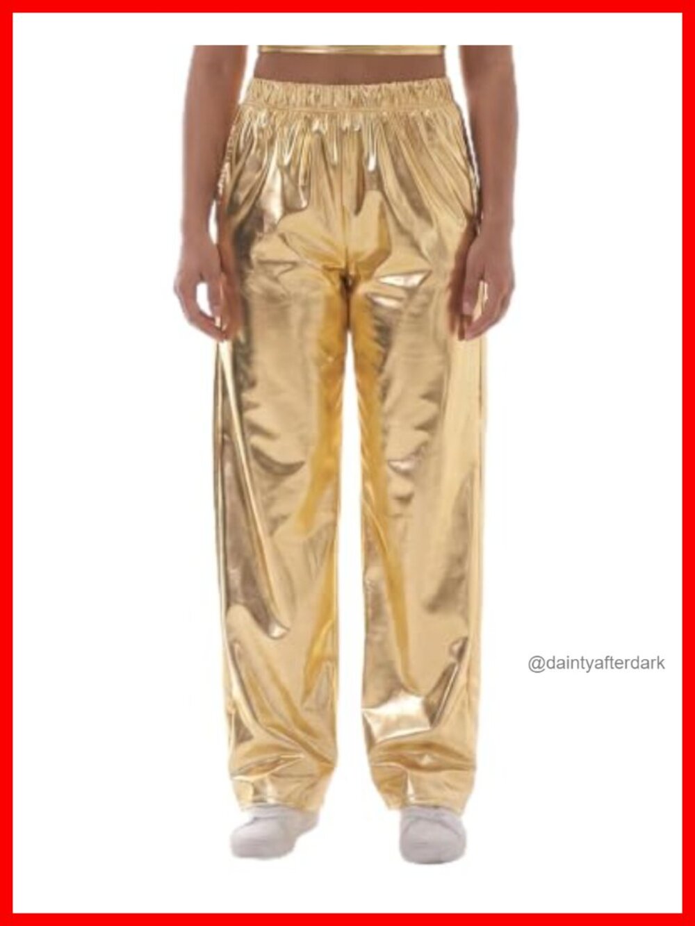 Metallic Shiny Cargo Pants Relaxed Fit Tapered Ankle Festival Clubwear